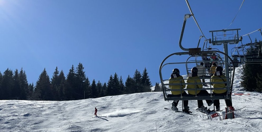 Team Atlas on a Chairlift in Morzine