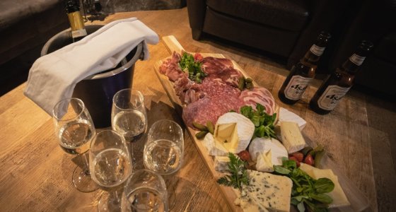 cheese board and drinks catered chalet morzine