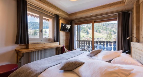 Twin bedroom hotel petit dru morzine