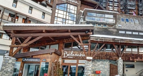Hotel Belambra Avoriaz exterior and reception in the snow