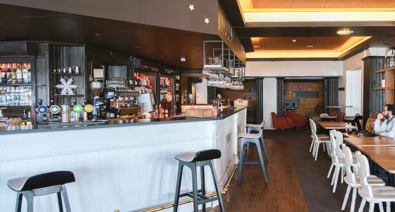 Lounge bar with stools and cowhide cushions