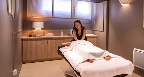 Massage treatment room in the hotel spa